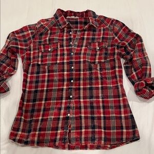 Lovestitch Red and Navy Plaid Flannel Shirt